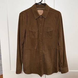 Massimo Dutti brown suede leather jacket shirt medium